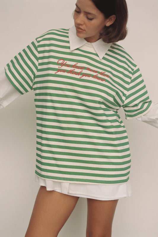 COMMONPLACE // Morale Tee GREEN STRIPE