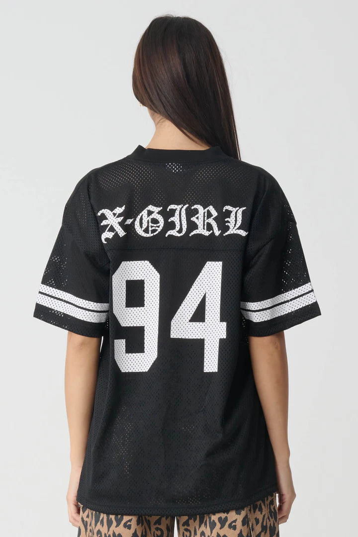 XGIRL // Blackletter Mesh Football Tee BLACK