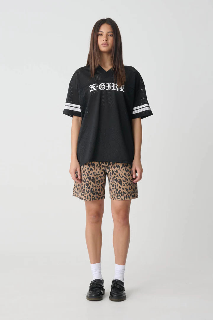 XGIRL // Blackletter Mesh Football Tee BLACK