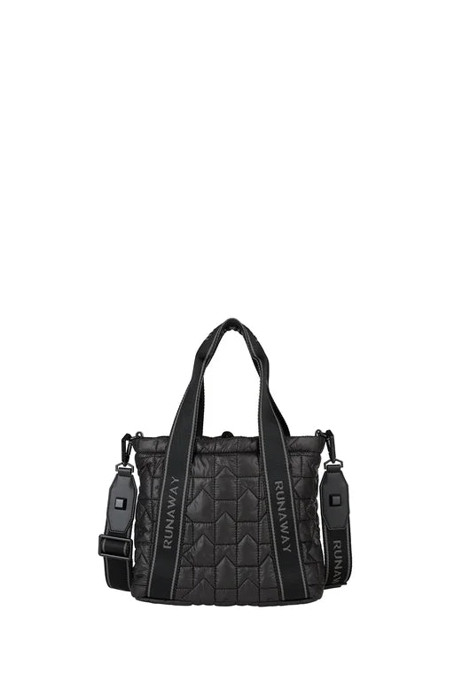 KAREN WALKER // Monogram Quilted Small Drawstring Tote BLACK