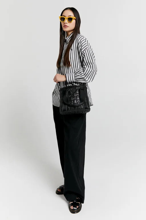 KAREN WALKER // Monogram Quilted Small Drawstring Tote BLACK