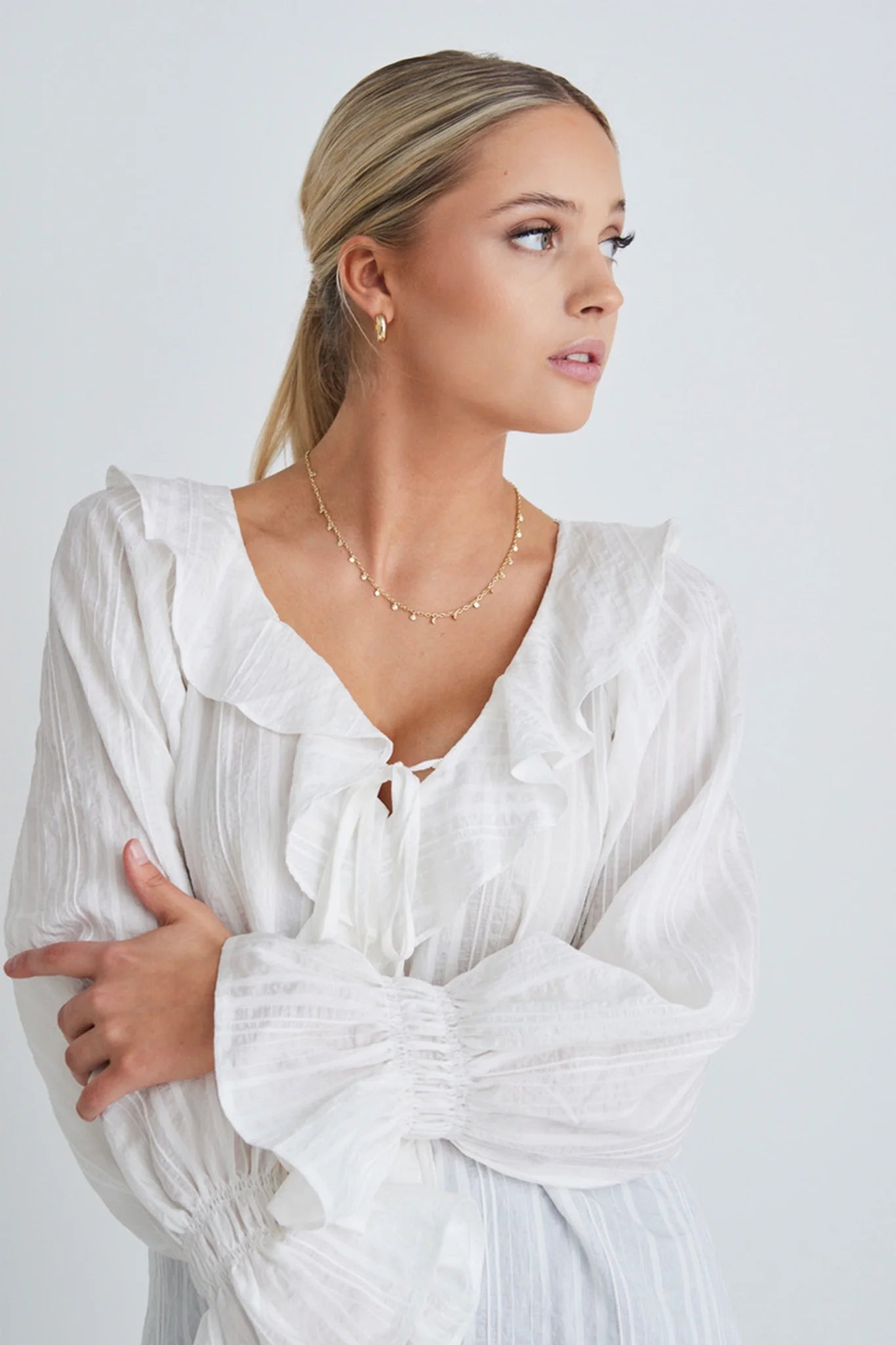 IVY + JACK // Objective Ruffle Front Top WHITE