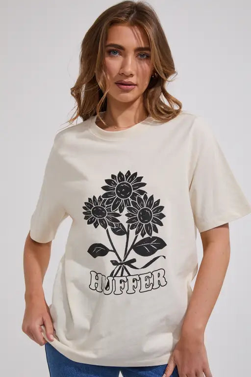 HUFFER // Relax Tee Flower Child ECRU