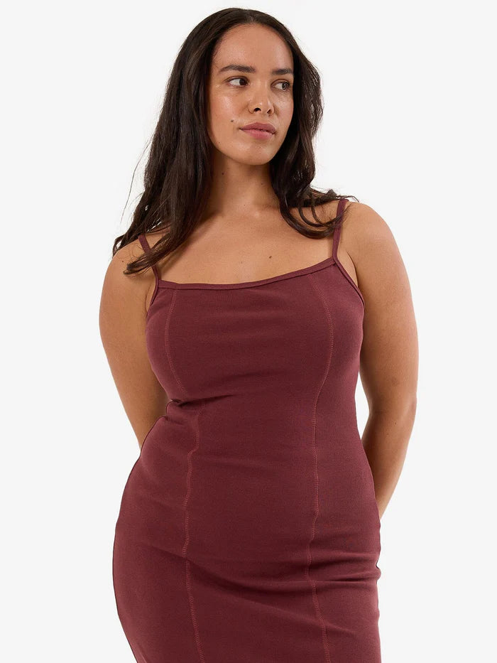 THRILLS // Rib Seam Dress DARK CHERRY