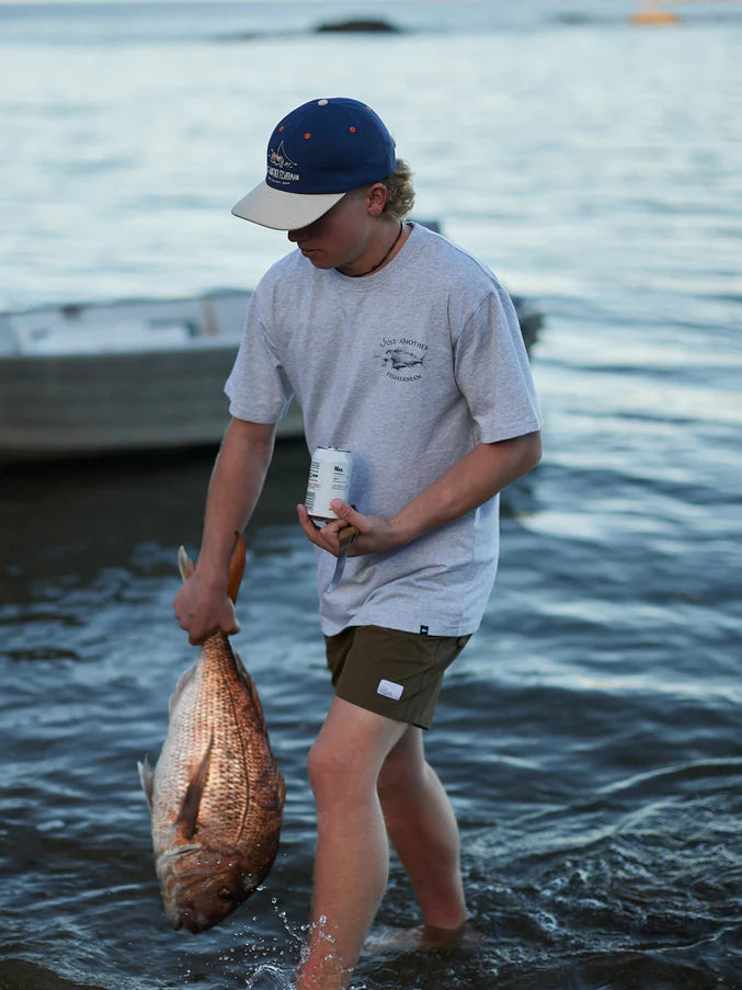 JAF // Snapper Logo Tee GREY MARLE/NAVY