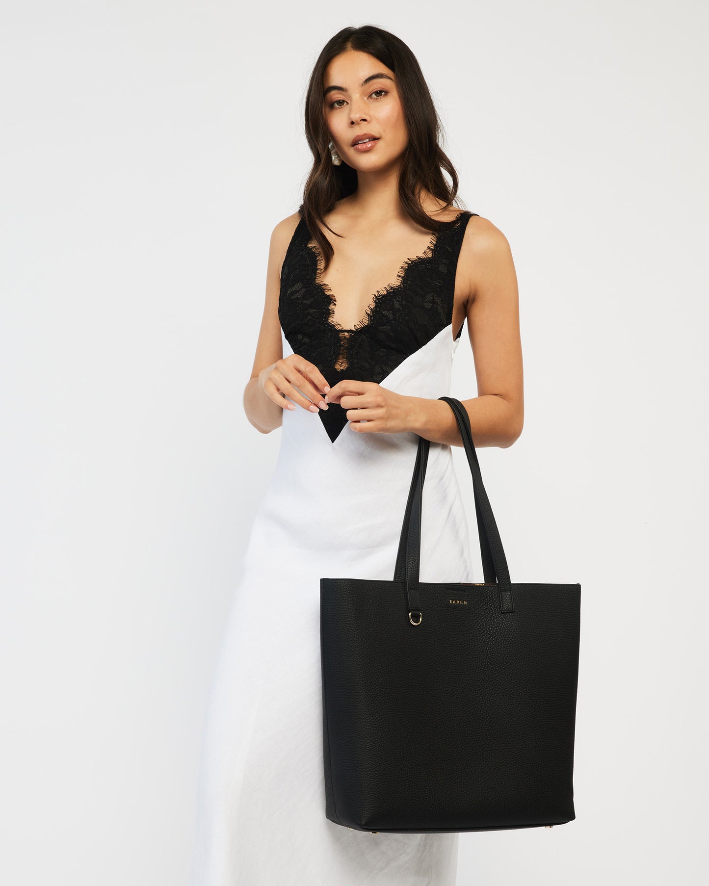 SABEN // Carter Tote BLACK + TAN CHAIN PRINT