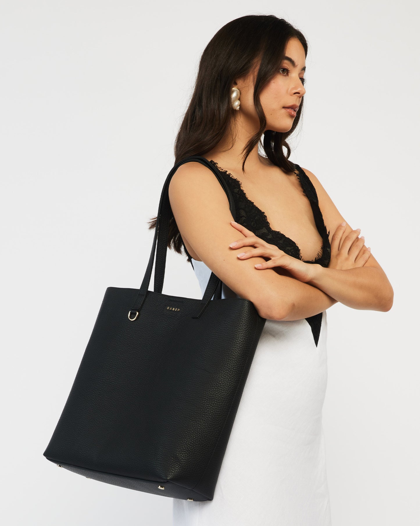 SABEN // Carter Tote BLACK + TAN CHAIN PRINT