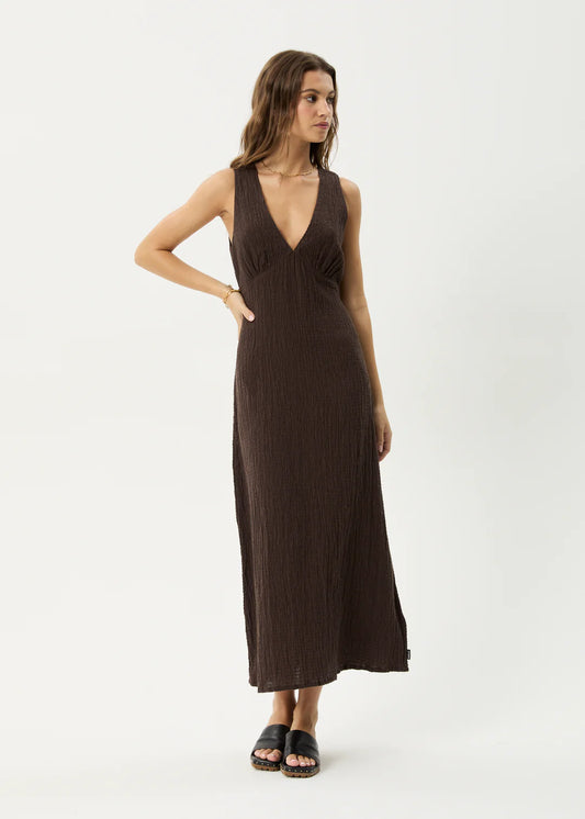 AFENDS // Focus Seersucker Maxi Dress COFFEE