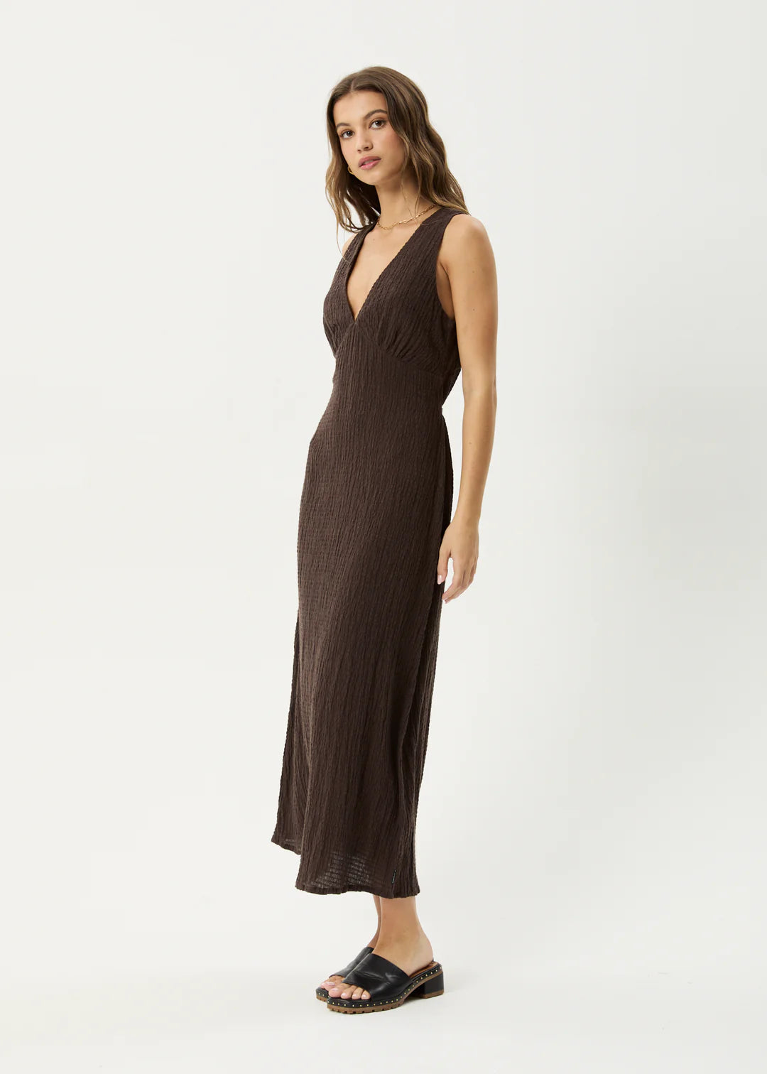 AFENDS // Focus Seersucker Maxi Dress COFFEE