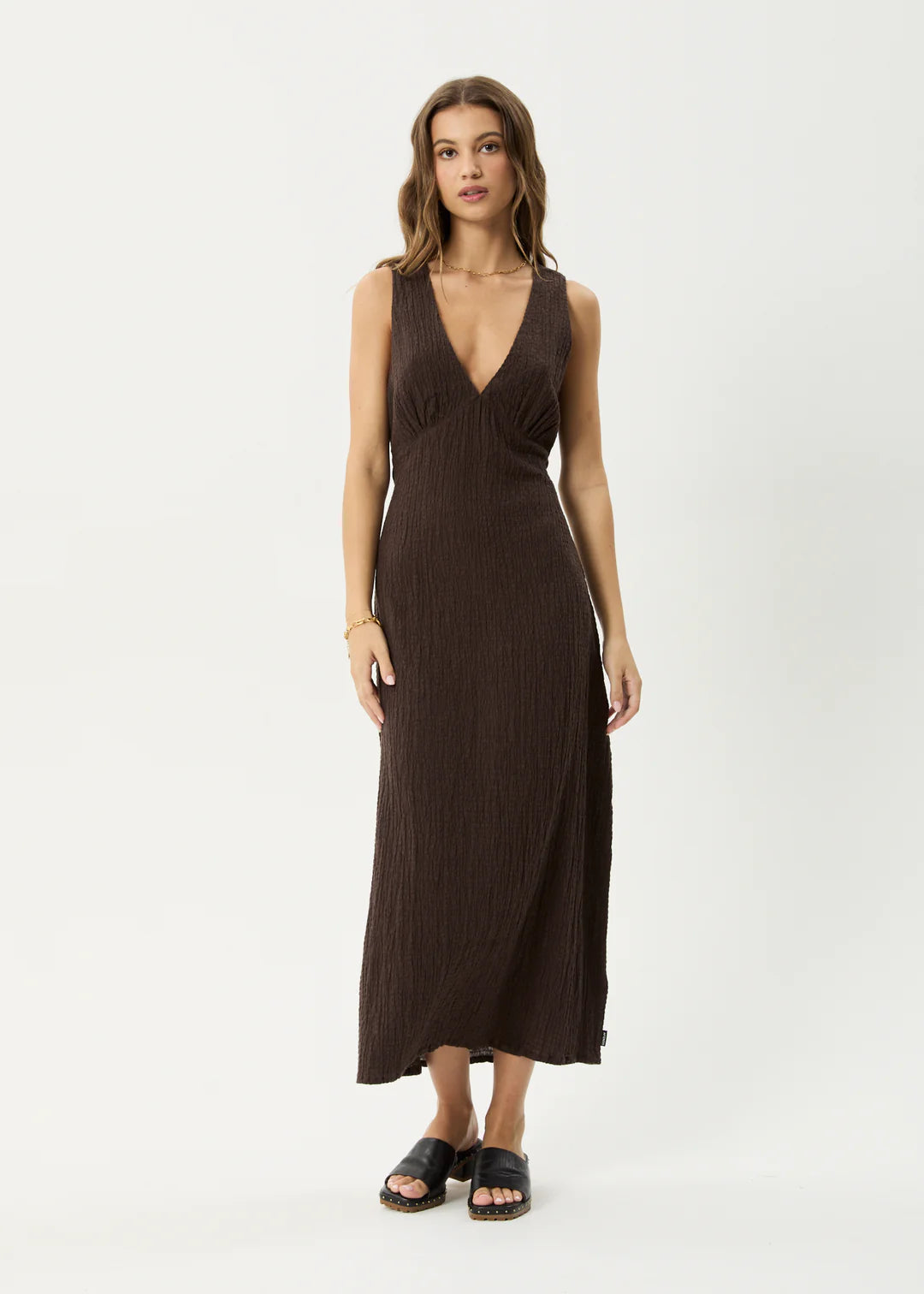 AFENDS // Focus Seersucker Maxi Dress COFFEE