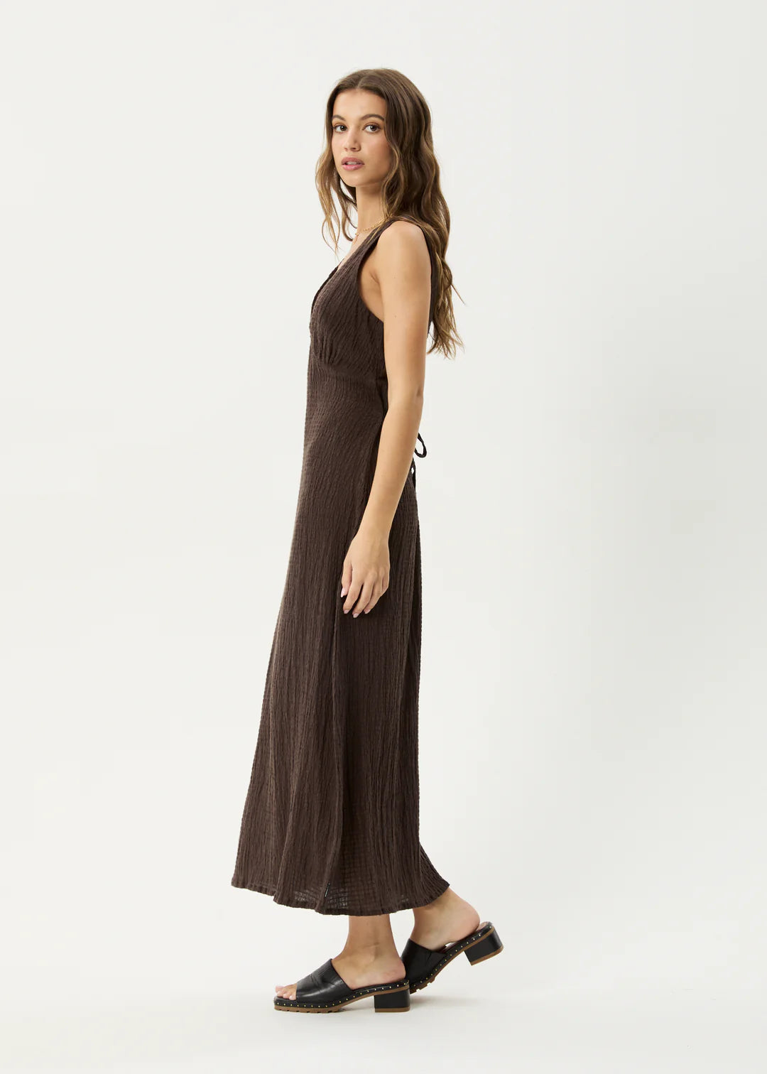 AFENDS // Focus Seersucker Maxi Dress COFFEE