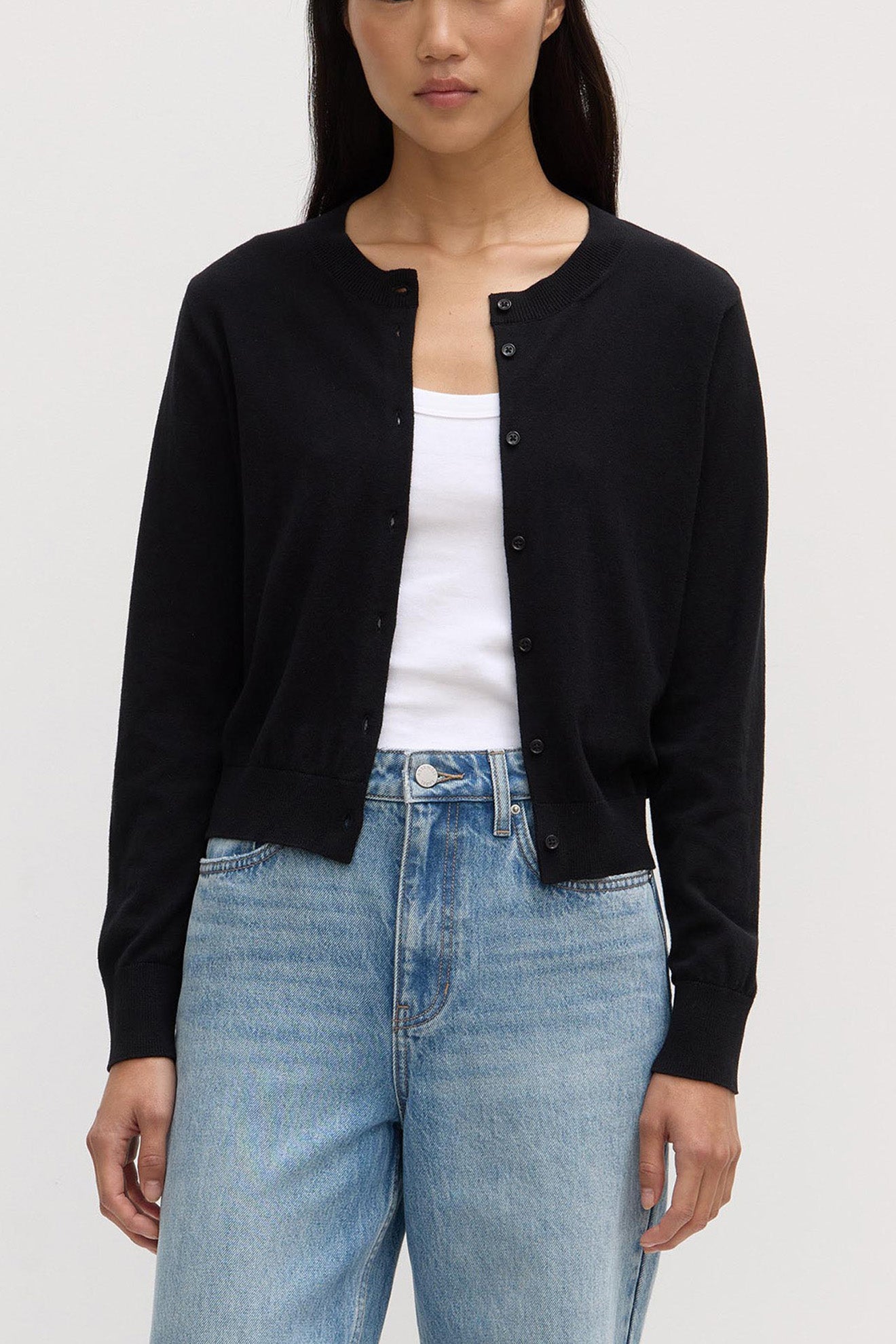 ASSEMBLY LABEL // Semra Cotton Cashmere Cardigan BLACK