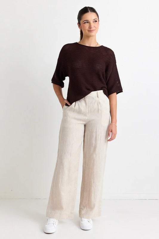 RE:UNION LABEL // Sunrise Crochet Knit Top CHOCOLATE