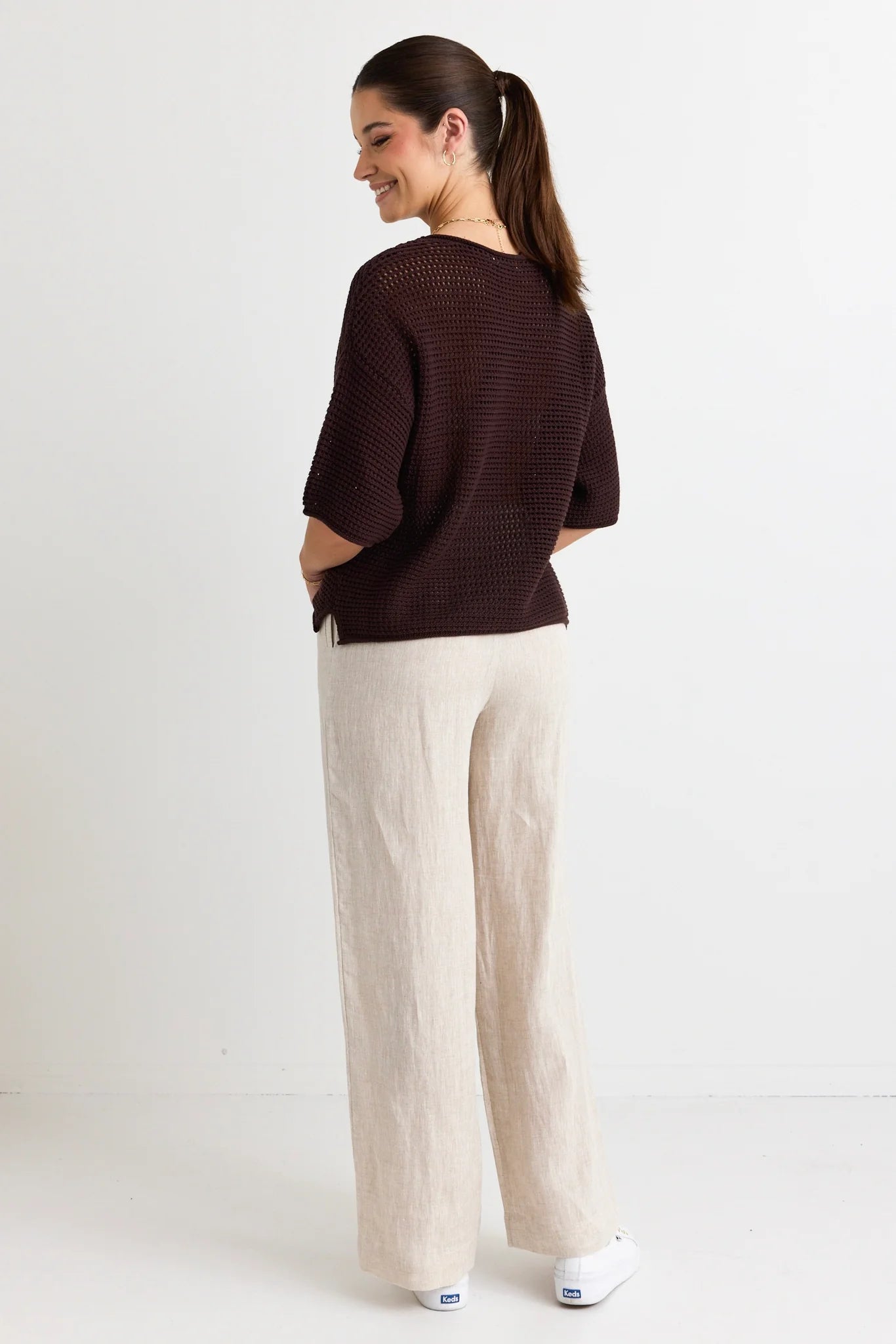 RE:UNION LABEL // Sunrise Crochet Knit Top CHOCOLATE