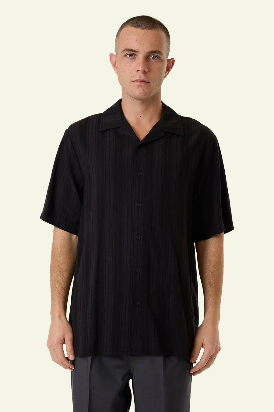 THRILLS // Swan Song Bowling Shirt BLACK