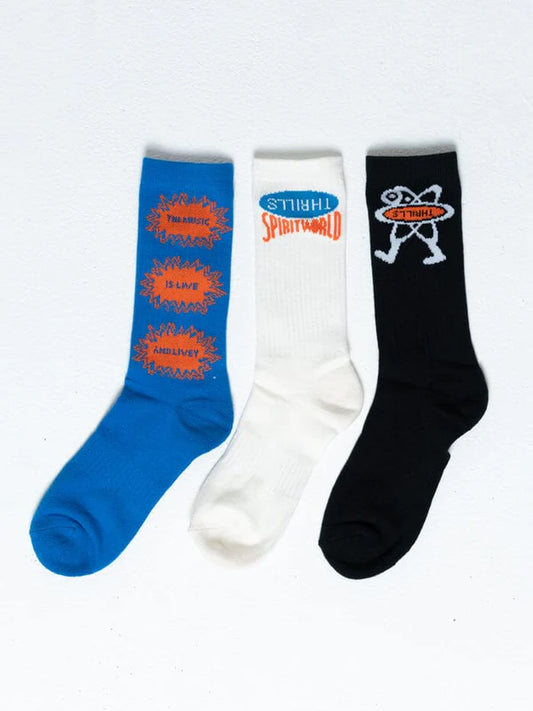 THRILLS // Spirit World 3pack Socks WHITE BLUE