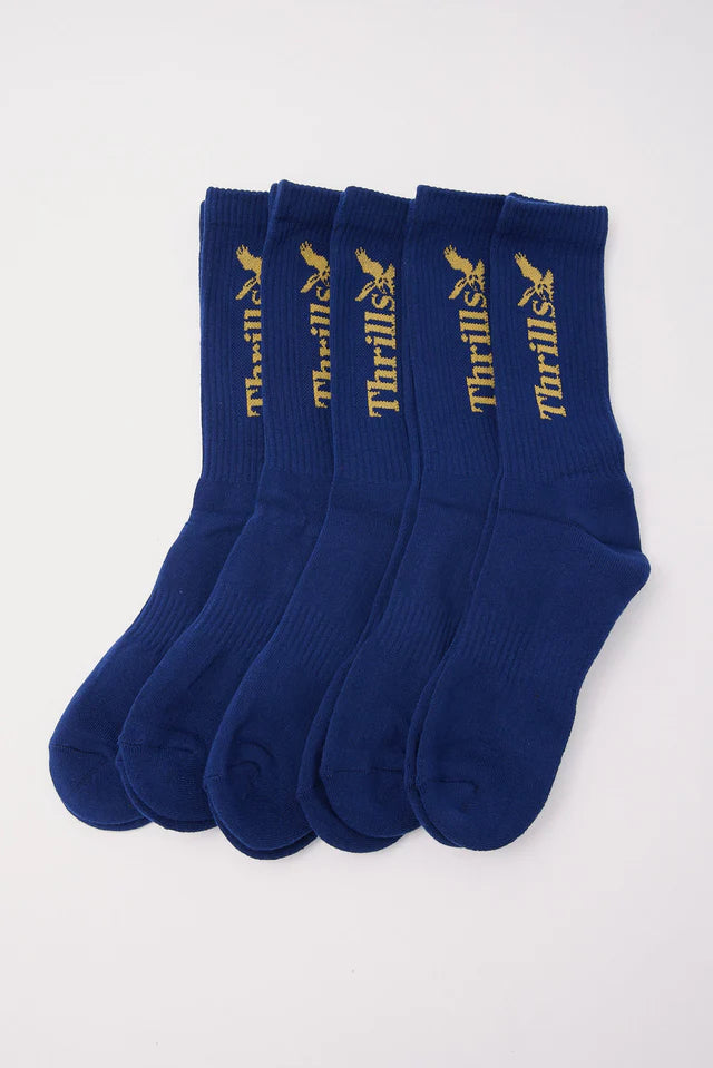 THRILLS // Workwear 5 Pack Socks ESTATE BLUE