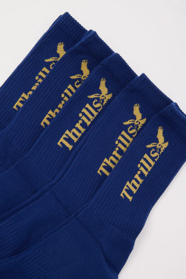 THRILLS // Workwear 5 Pack Socks ESTATE BLUE