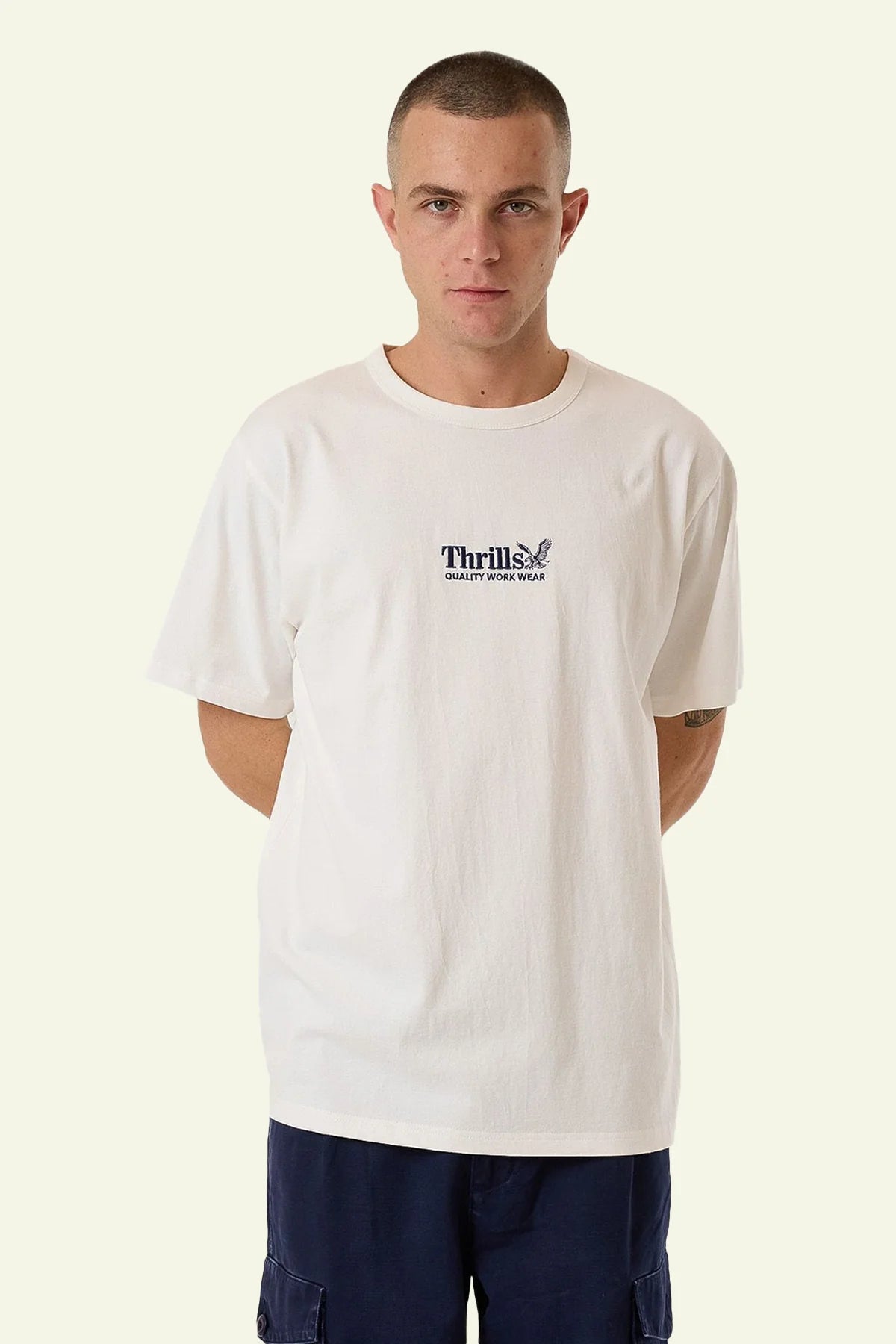 THRILLS // Workwear Embro Merch Tee DIRTY WHITE