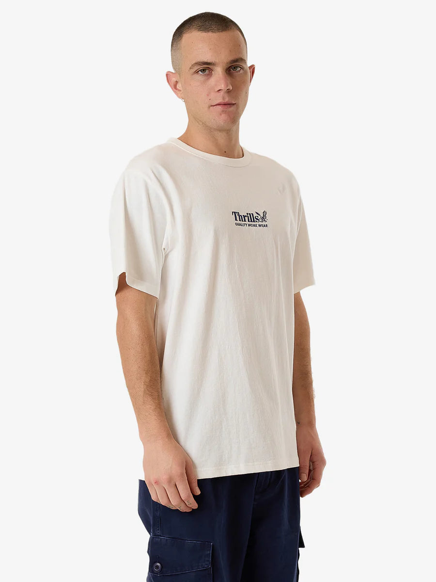 THRILLS // Workwear Embro Merch Tee DIRTY WHITE