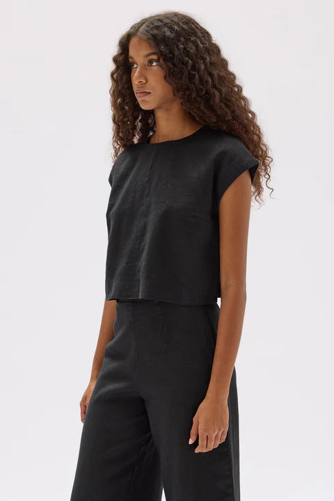 ASSEMBLY LABEL // Tori Linen Top BLACK