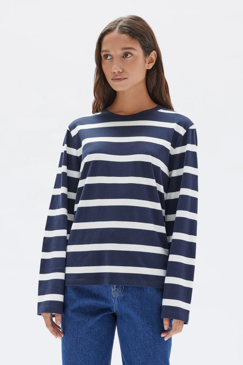 ASSEMBLY LABEL // Tyler Stripe LS Tee NAVY/WHITE