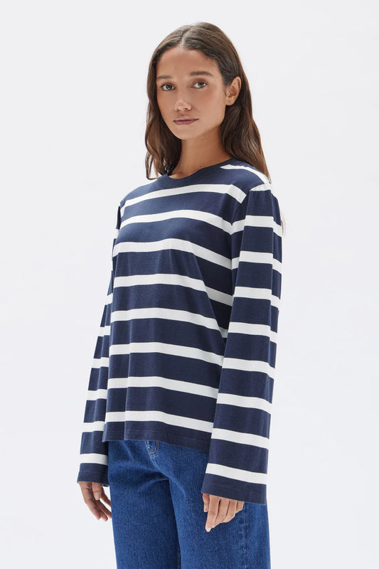 ASSEMBLY LABEL // Tyler Stripe LS Tee NAVY/WHITE