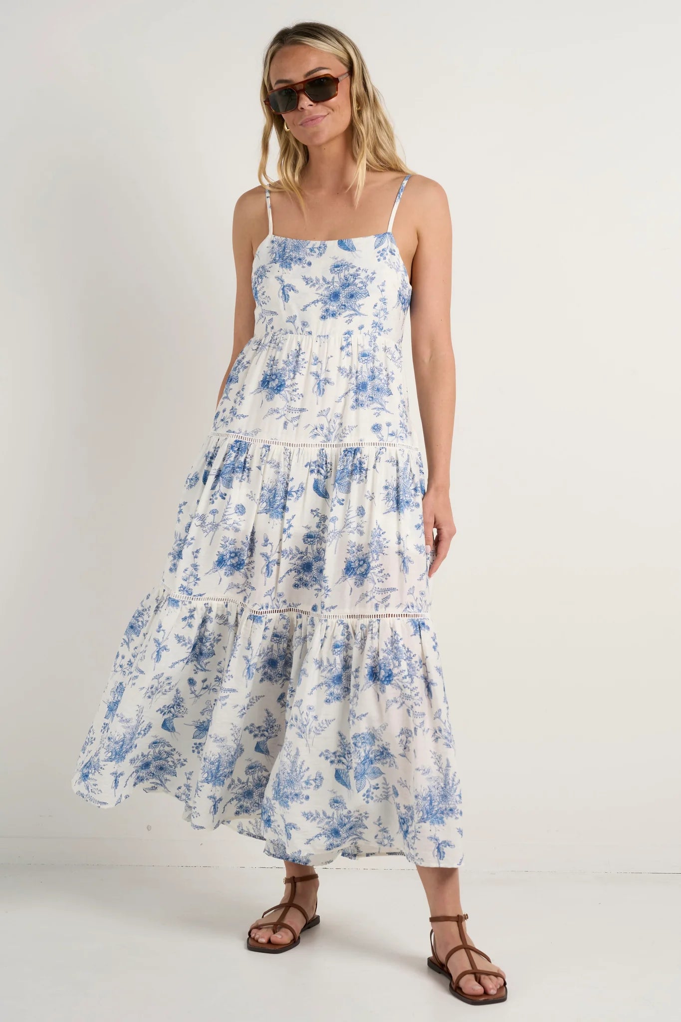 IVY + JACK // Universe Tie Back Strappy Maxi Dress PORCELAIN PRINT