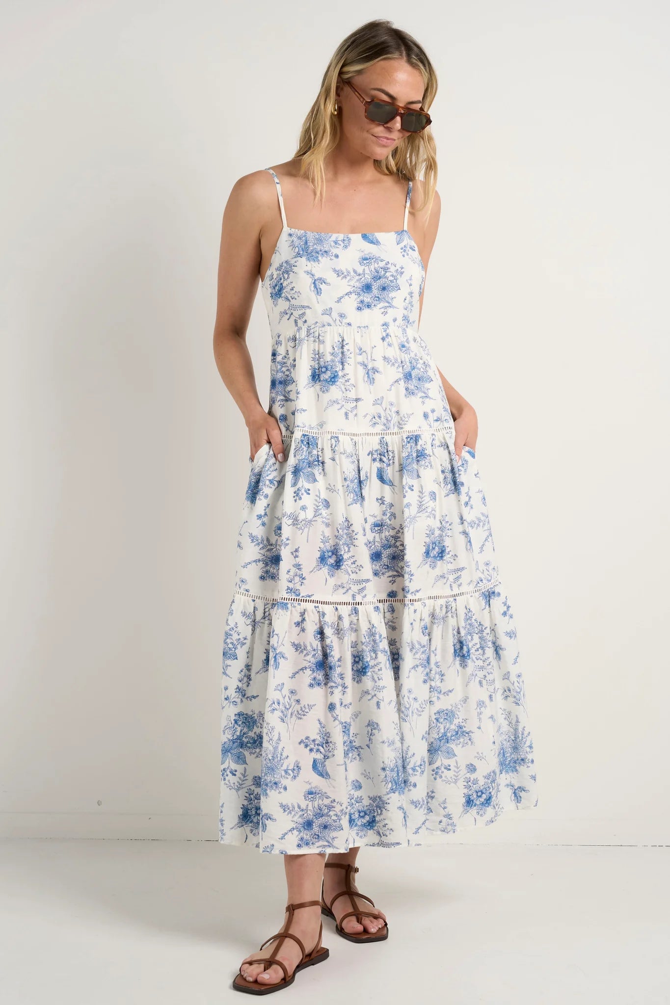 IVY + JACK // Universe Tie Back Strappy Maxi Dress PORCELAIN PRINT