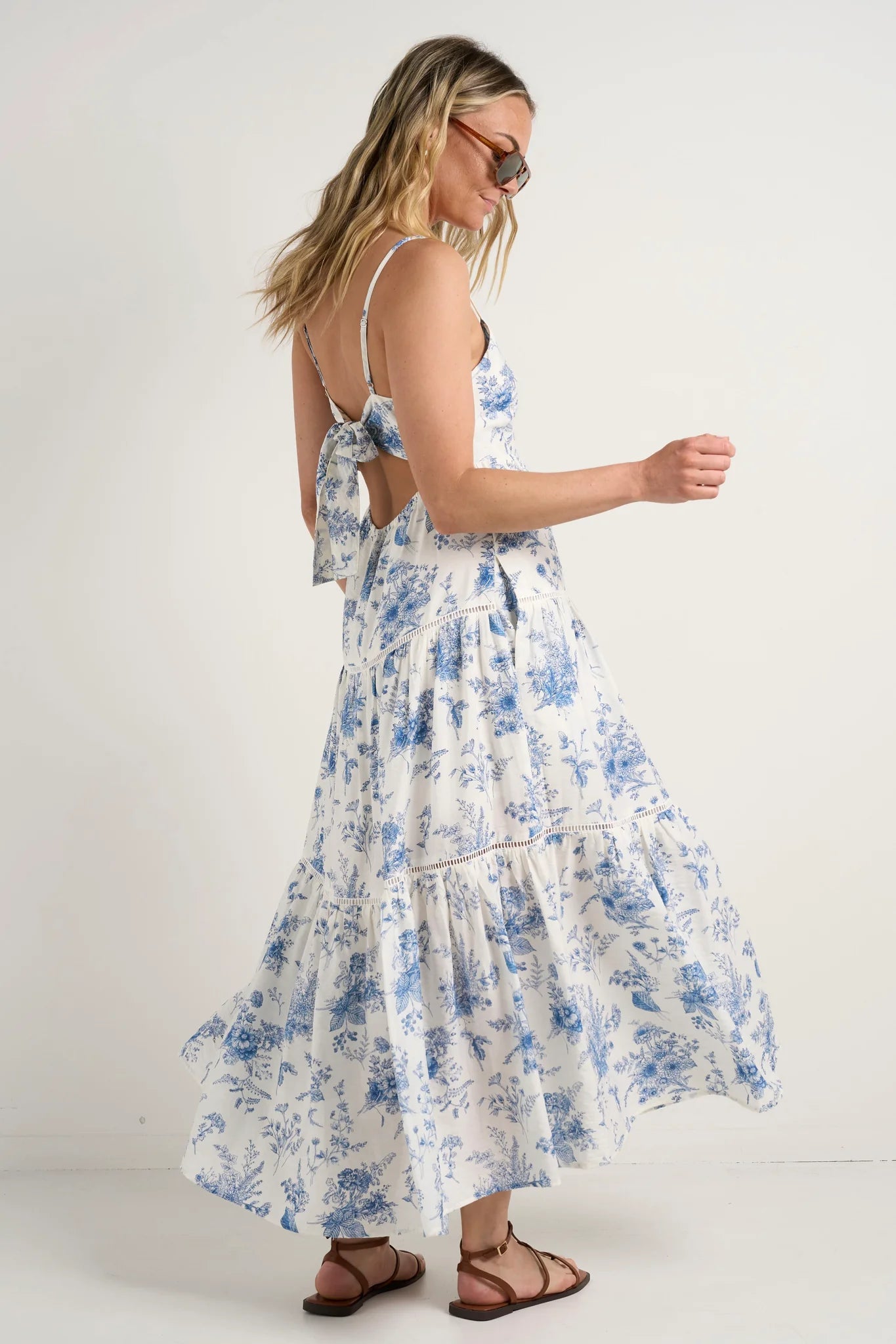 IVY + JACK // Universe Tie Back Strappy Maxi Dress PORCELAIN PRINT