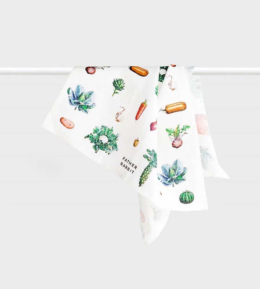 FATHER RABBIT // Tea Towel VINTAGE VEGETABLES