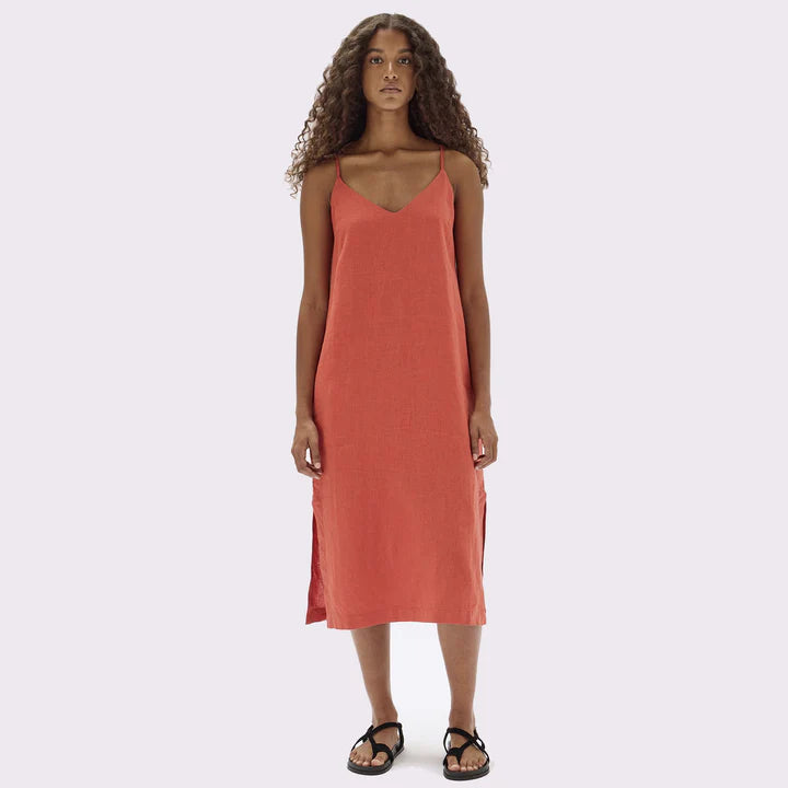 ASSEMBLY LABEL // Vallory Linen Slip Dress PAPAYA