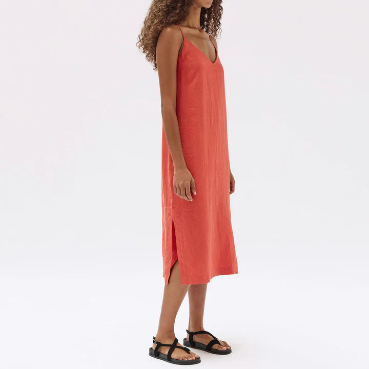 ASSEMBLY LABEL // Vallory Linen Slip Dress PAPAYA