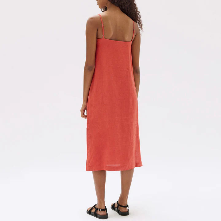 ASSEMBLY LABEL // Vallory Linen Slip Dress PAPAYA