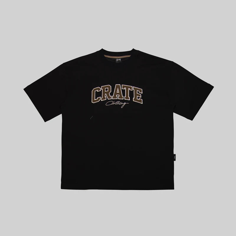 CRATE // Varsity Box Fit Tee BLACK