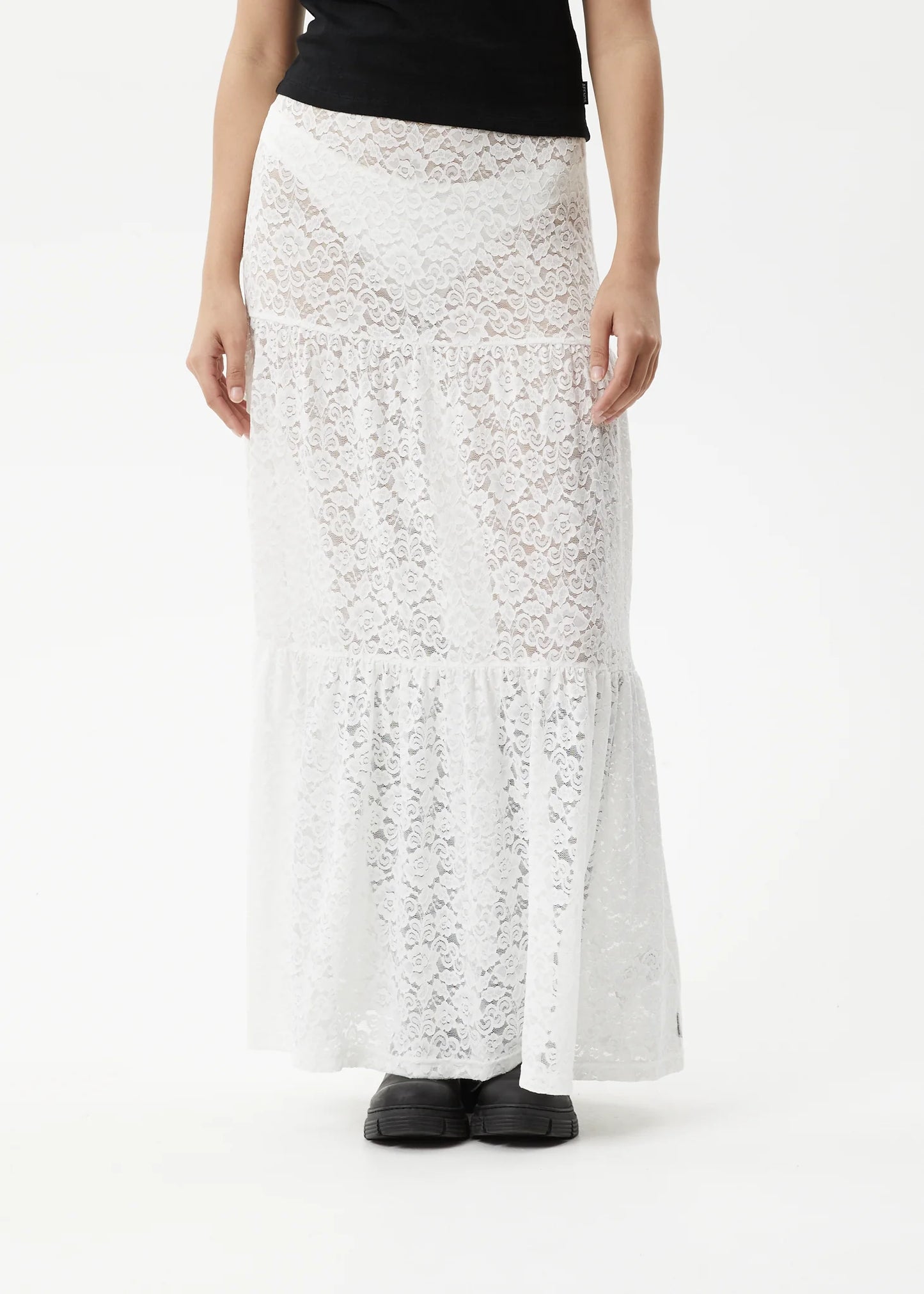 AFENDS // Poet Lace Maxi Skirt WHITE