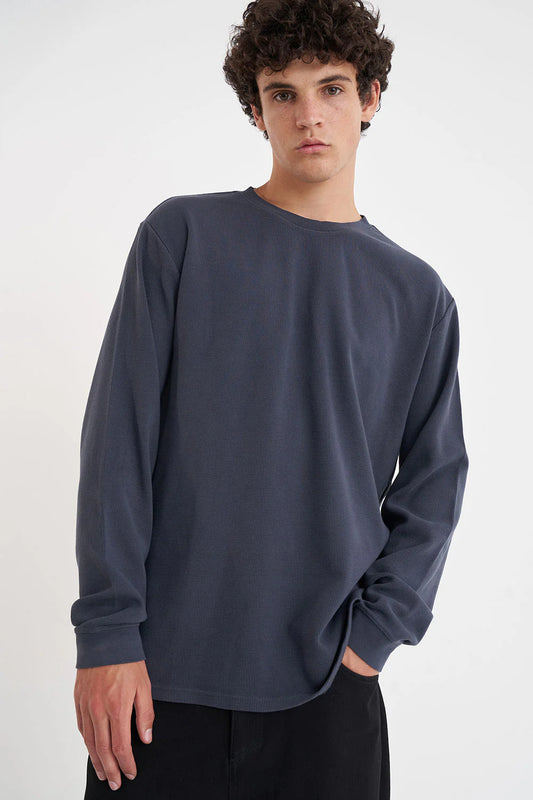 HUFFER // Waffle LS Sup Tee ASPHALT