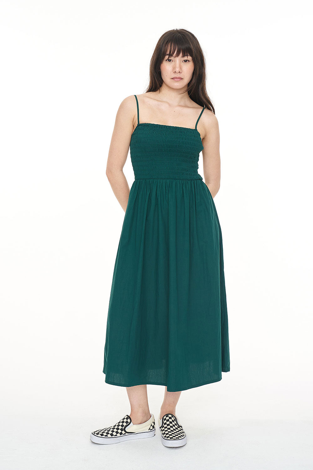 HUFFER // Cruise Lou Midi Dress JEWEL GREEN