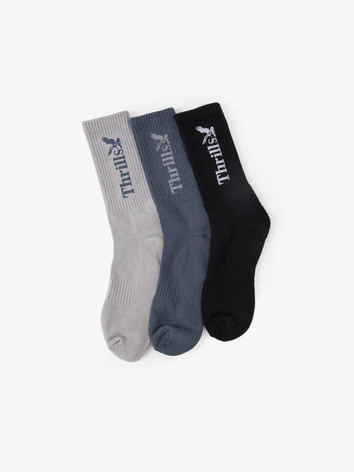 THRILLS // Workwear 3 Pack Sock ALLOY PETROL BLACK