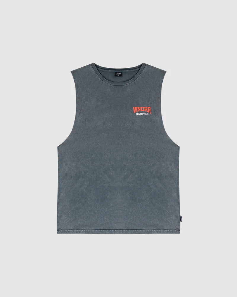 WNDRR // World Tour Muscle Top WASHED GREY