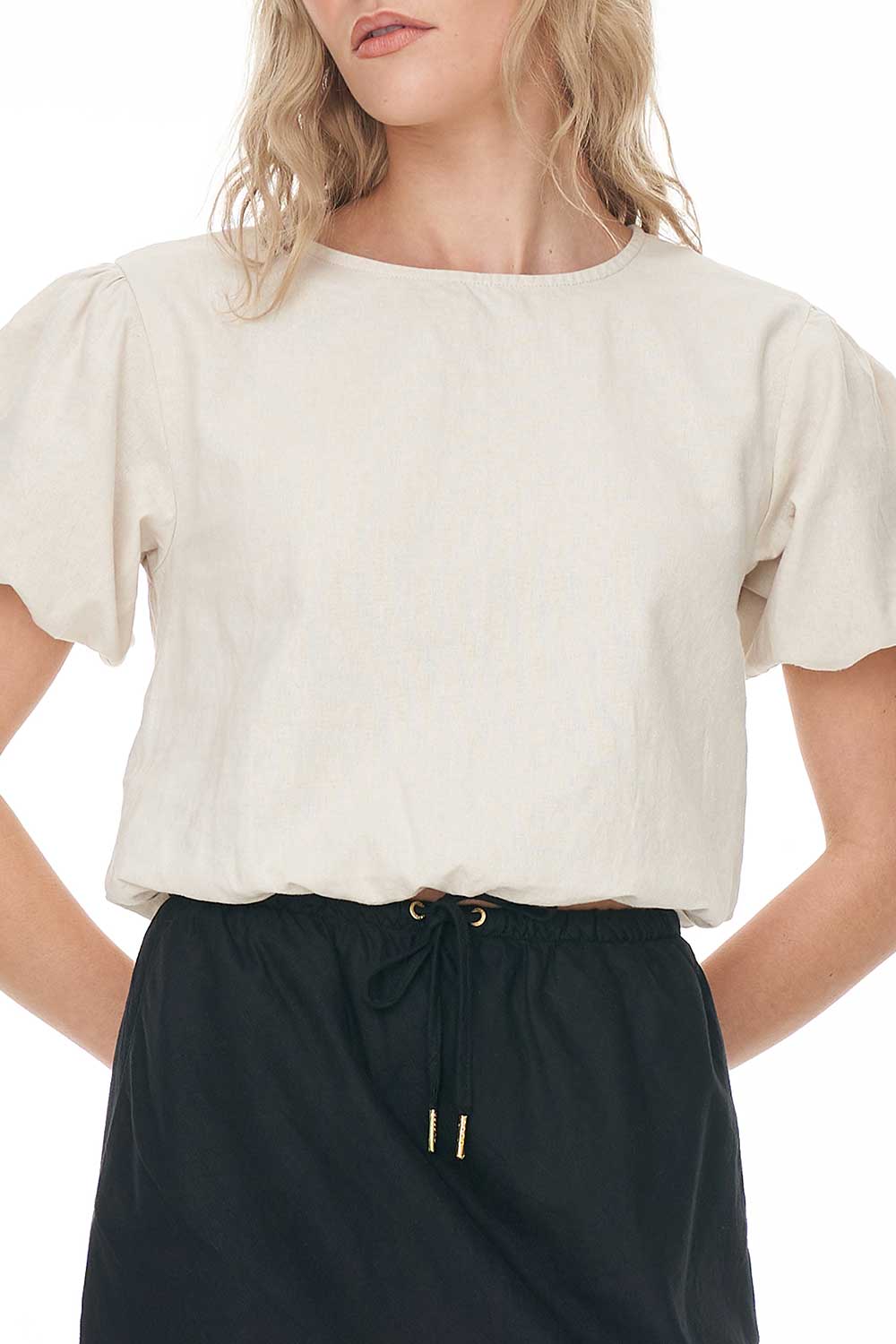 HUFFER // Lin-In Airy Top NATURAL