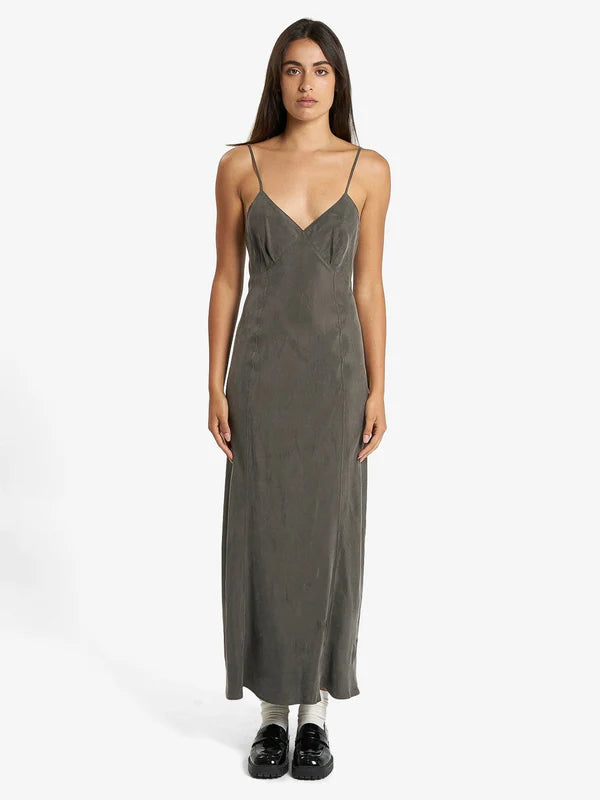 THRILLS // Chelsea Full Length Slip Dress TRUFFLE