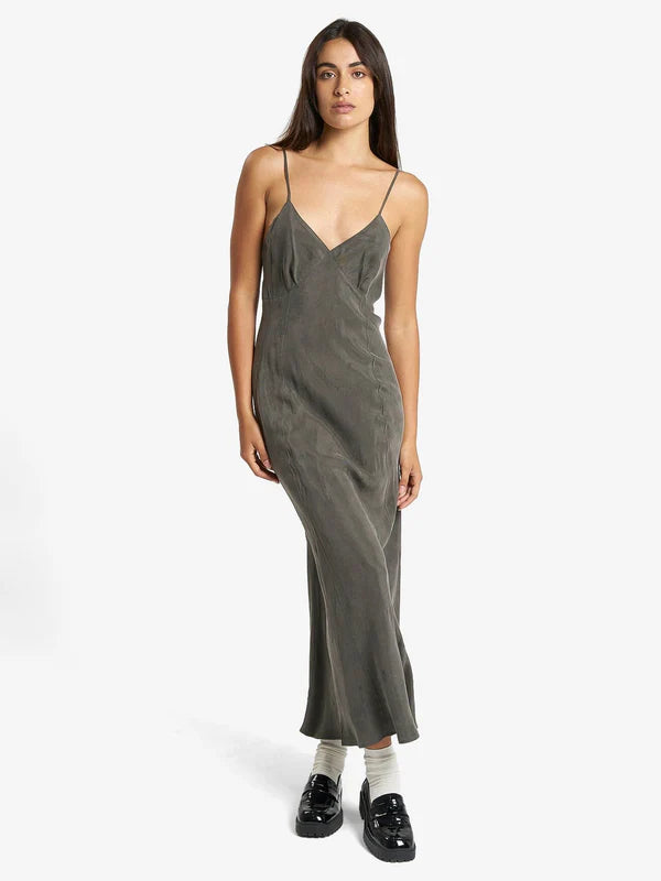 THRILLS // Chelsea Full Length Slip Dress TRUFFLE