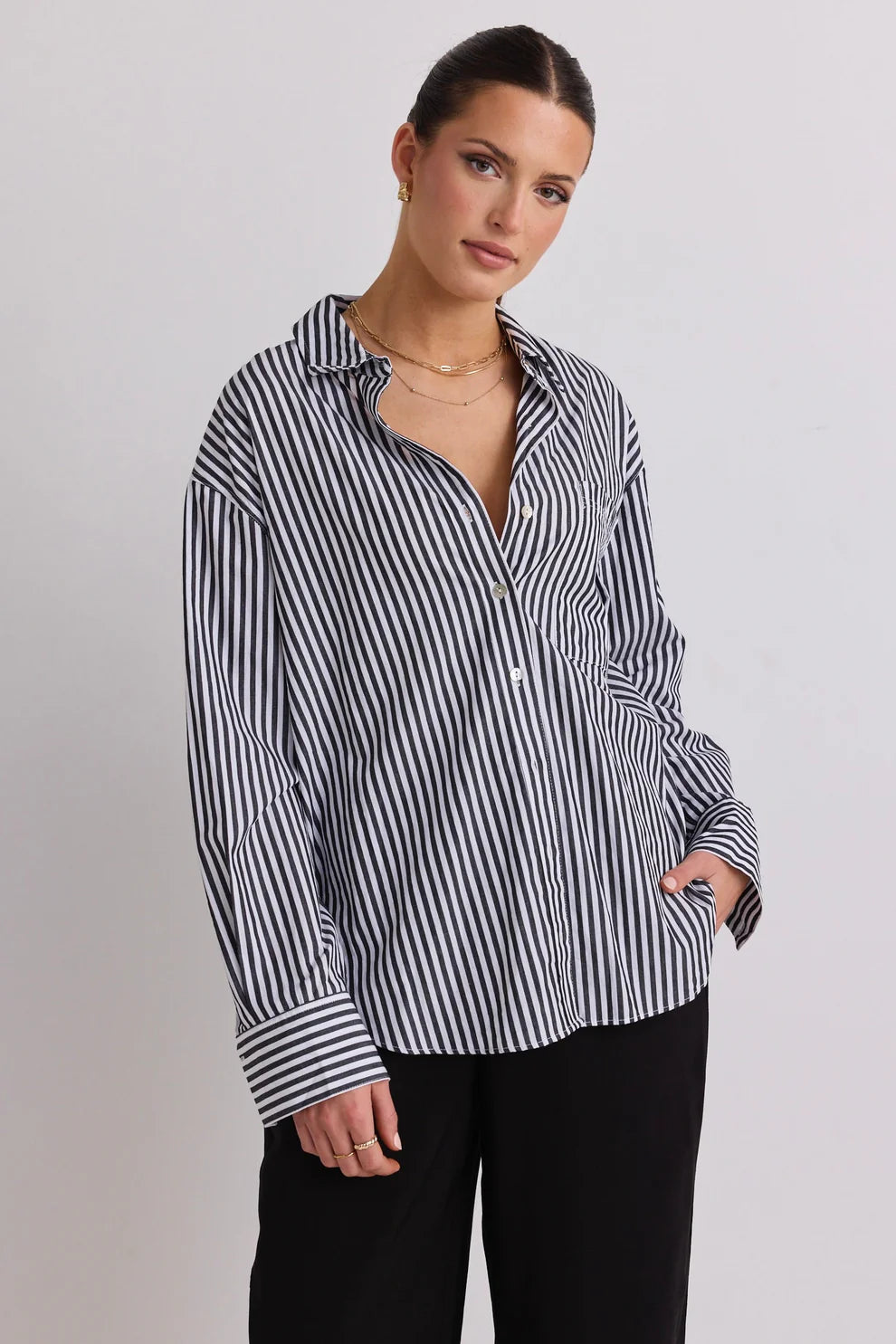 STORIES BE TOLD // You Got This Poplin Oversized Shirt BLACK