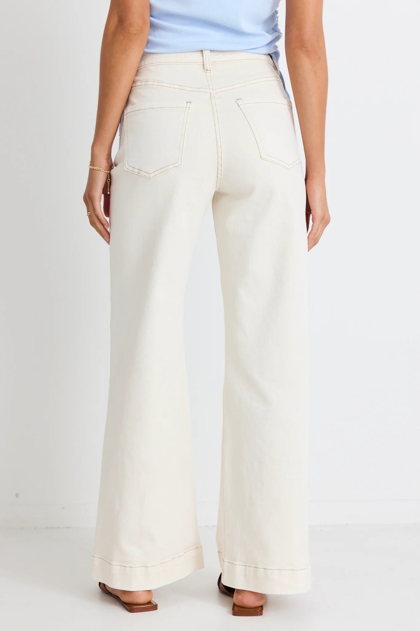 AMONG THE BRAVE // Zoey High Rise Wide Leg Pocket Jean ECRU