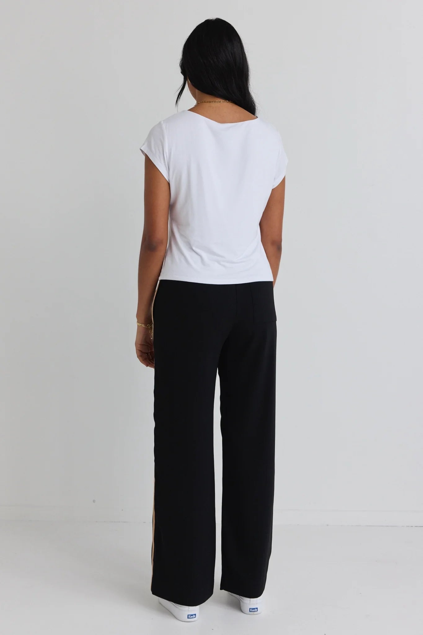 AMONG THE BRAVE // Confidant Stripe Leg Crepe Wide Pants BLACK