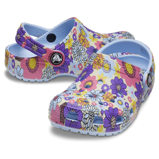 CROCS // KIDS Classic Clog BLUE CALCITE/RETRO FLORAL