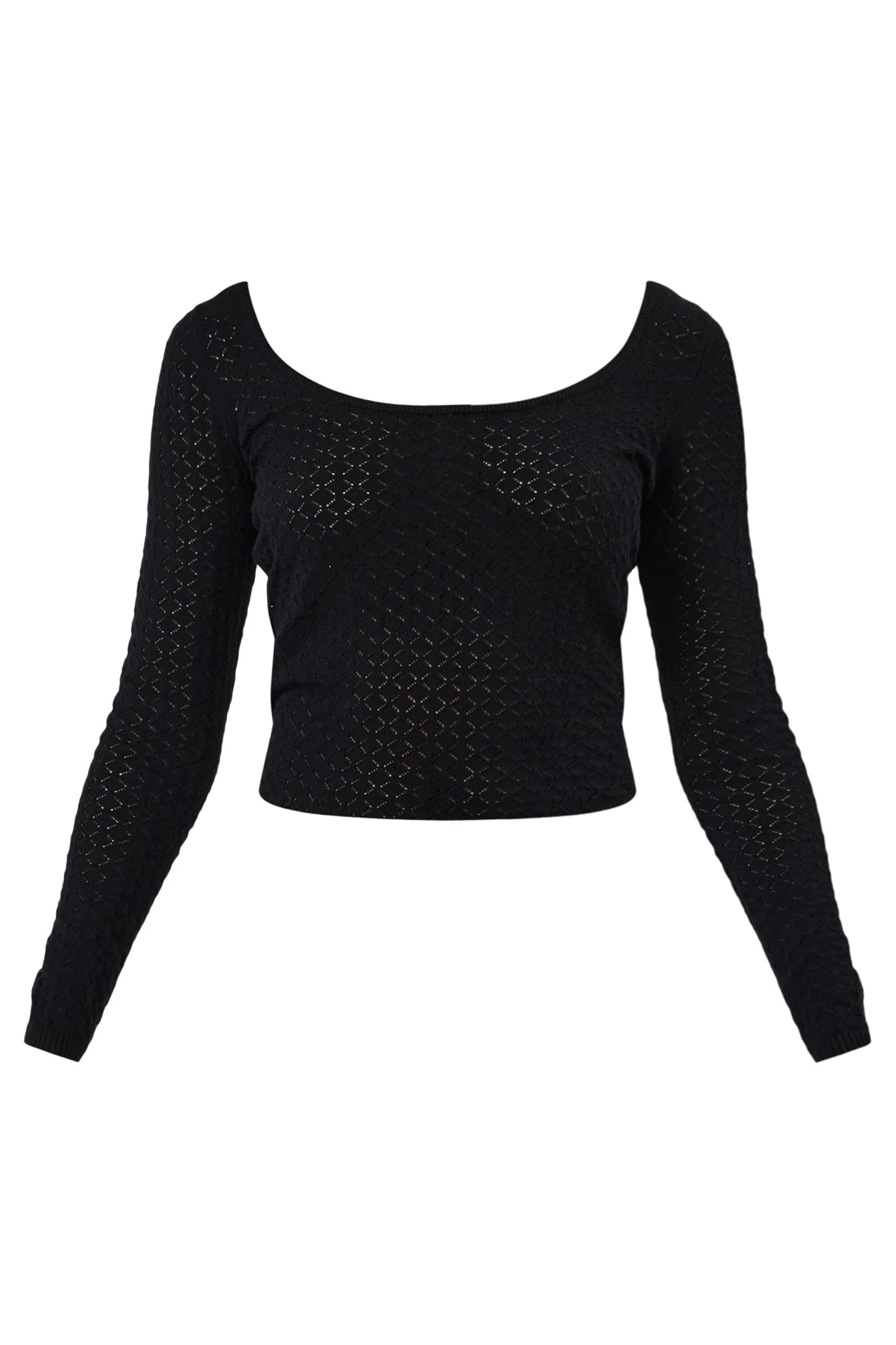 ROLLAS //Diamond Knit Top BLACK