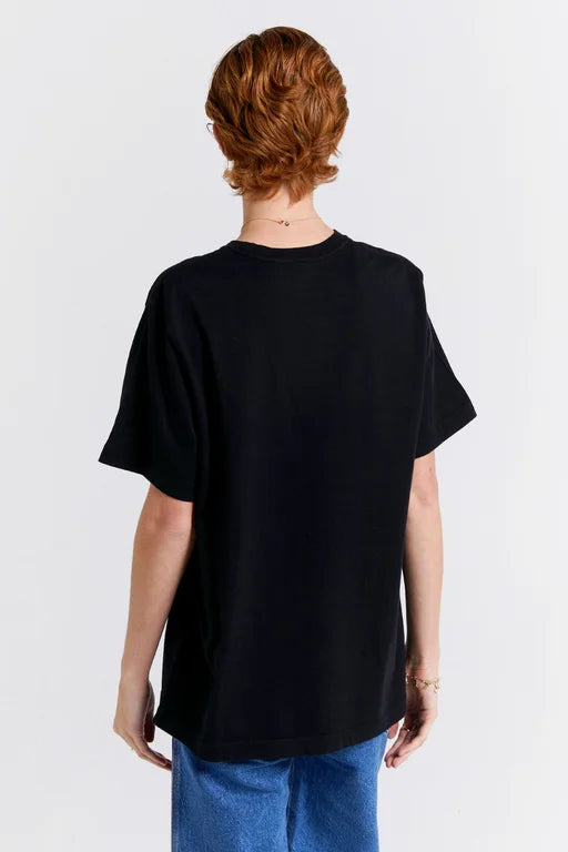 KAREN WALKER // Embroidered Runaway Girl Classic Organic Tee BLACK