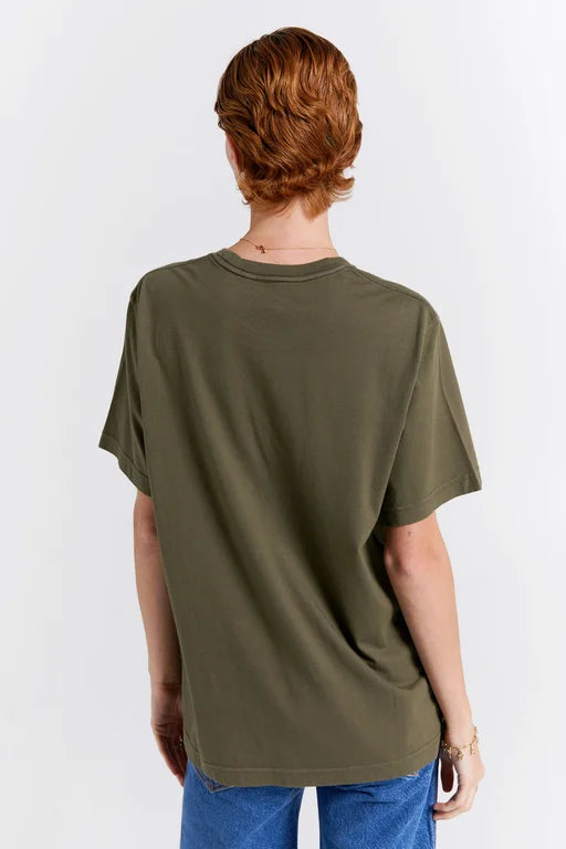 KAREN WALKER // Embroidered Runaway Girl Classic Organic Tee HUNTER GREEN